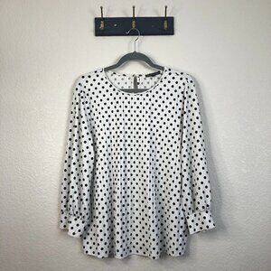 Adrianna Papell Polka Dot Blouse Women's L Career Interview Office Professional